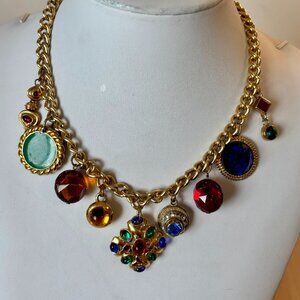 Gold tone Upcycled Charm Necklace - Large Charms